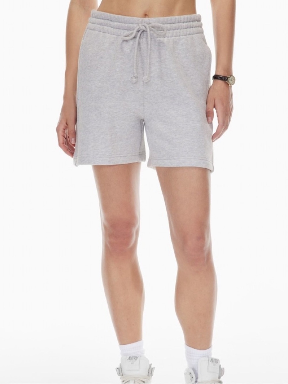 Aritzia TNA cozy boyfriend sweat shorts light gray grey soft fleece small